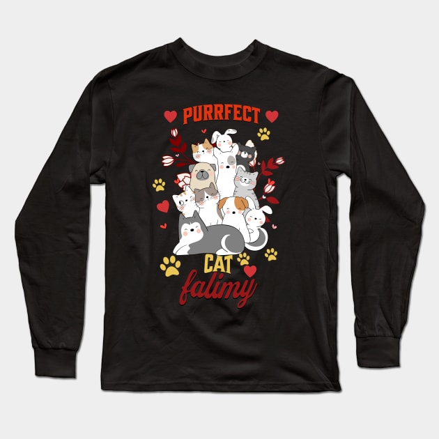 Purrfect Cat Family Long Sleeve T-Shirt by NICHE&NICHE